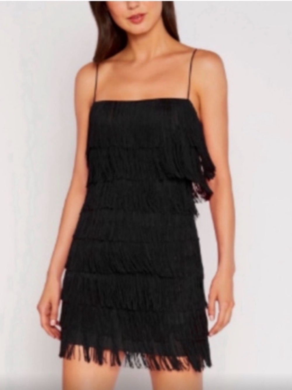 Likely Alice Swing dress Black Fringe Spaghetti-Strap Dress